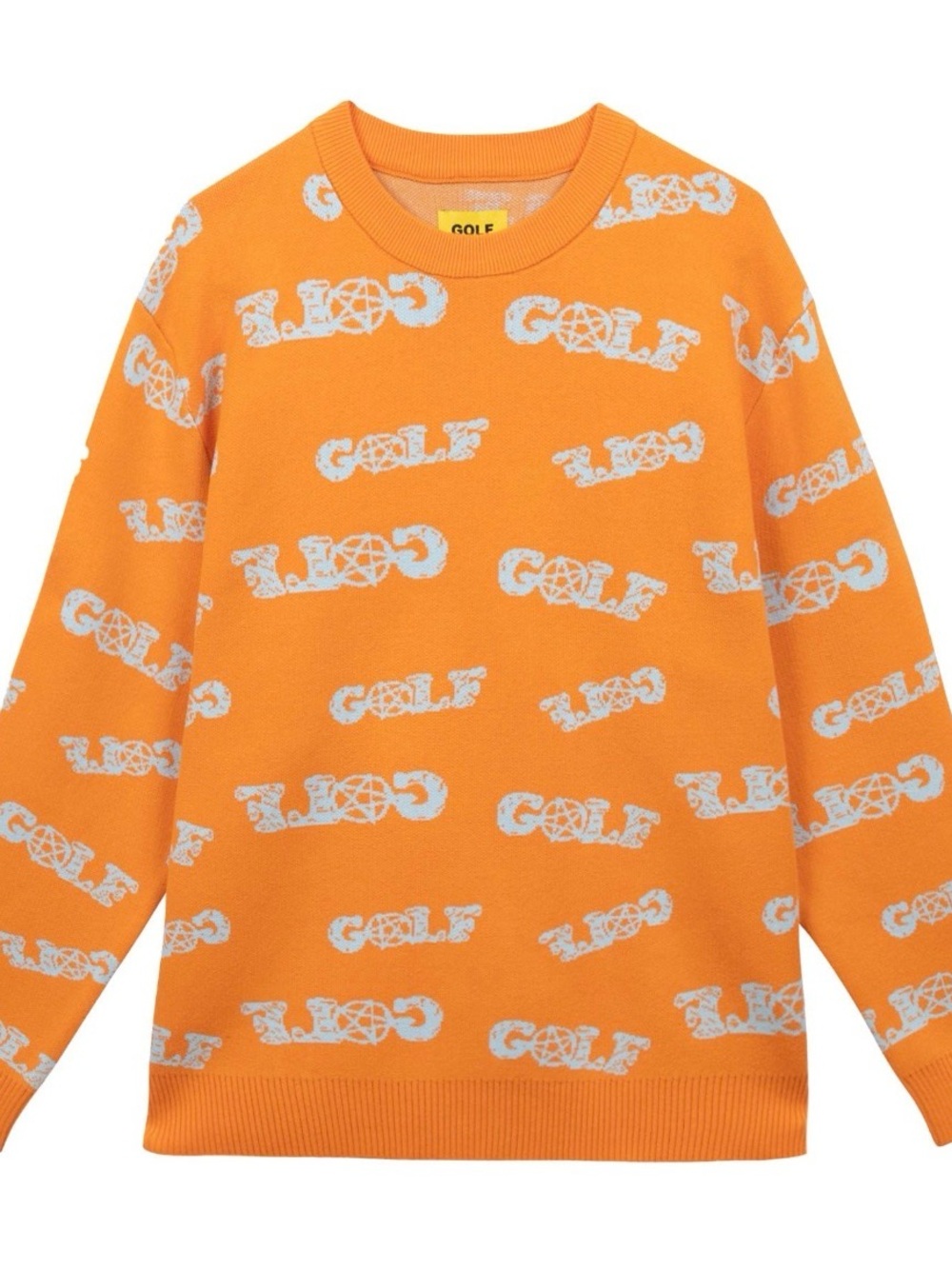Golf Wang Orange Crewneck with White Logo Pattern